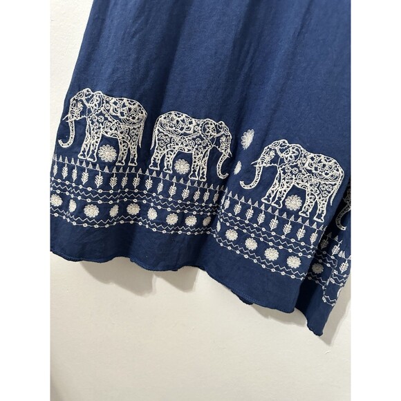 J. Jill Elephant Walk Navy Blue Sleeves Knit Dress Small Embroidered J.Jill Smal - Picture 3 of 6
